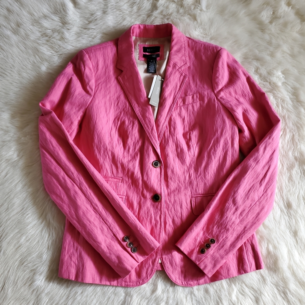 J. Crew Schoolboy Herringbone Pink Blazer Size 8 Tall NWT - Picture 7 of 16